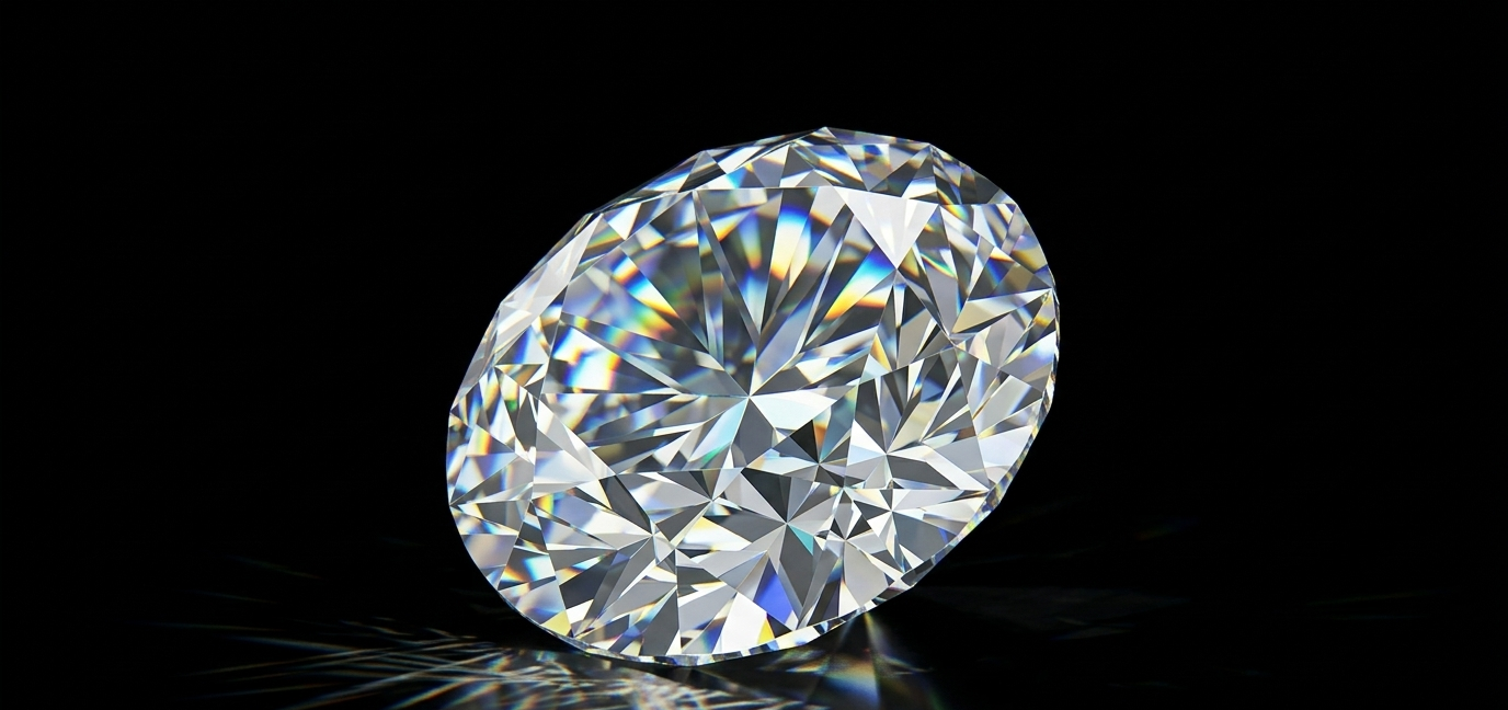 Hyper realistic polished diamond rendering with dramatic studio lighting